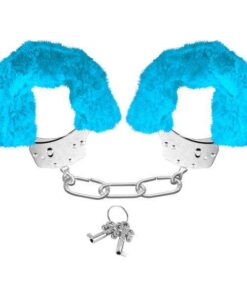 Neon Furry Cuffs Blue Handcuffs