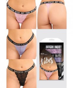 Vibes Bitch 3 Pack Lace Panty Assorted Colors O/s