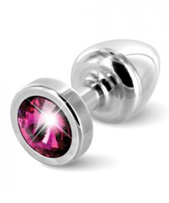 Diogol Anni Round Silver T1 Butt Plug Fushia Pink