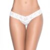 Patterned Lace Thong White Md